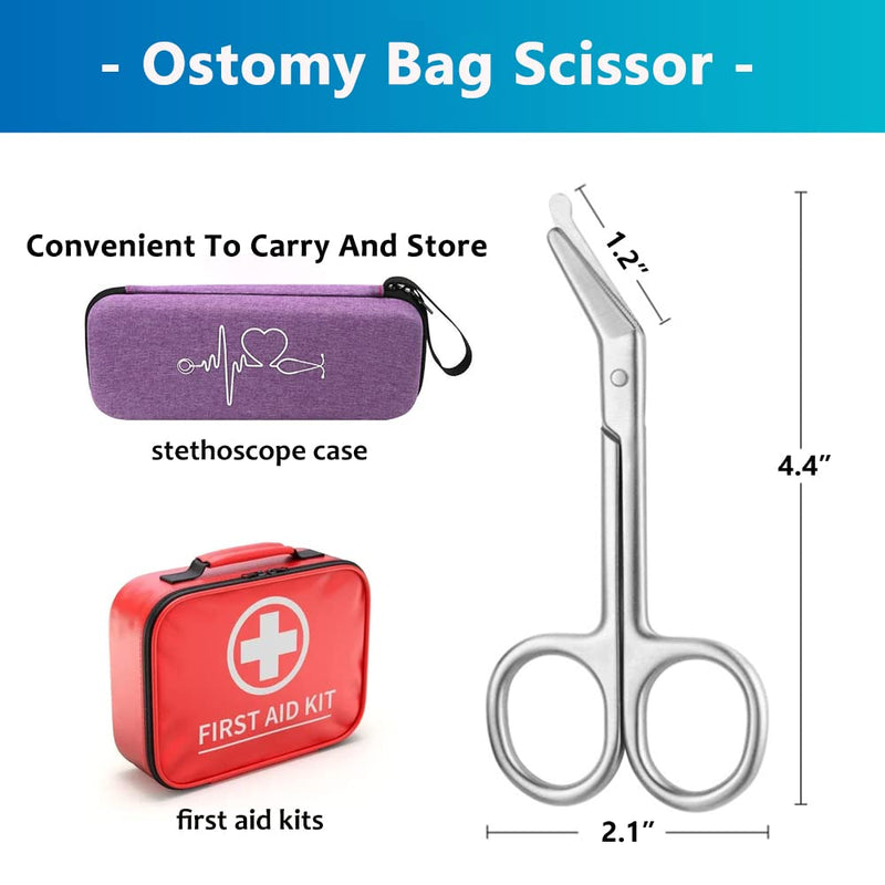 Ostomy Bag Scissor - Stoma Pouch Shear with Blunt Round Tip for Colostomy Ileostomy Care, Stainless Steel, 4.4" L, 1Pcs 1