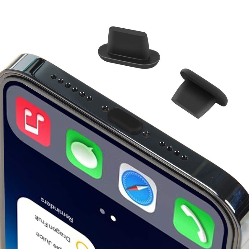 CaseBuy 10x Anti Dust Plugs Compatible with iPhone 14, 14 Pro Max, 13, 13 Pro, 12, 12 Pro Max, 11, 11 Pro, X, XS, XR, 8, 7, iPhone Charging Port Dust Cover | Silicone iPhone Dust Plugs, Black 10PACK