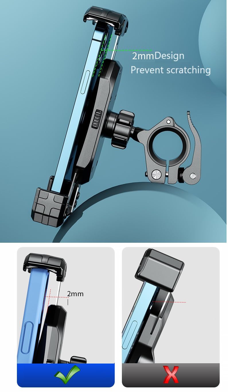 DN-A 360°Rotation Height Adjustable One-Touch Auto Lock Bike Phone Mount,ATV Bicycle Scooter Cell Phone Holder Cradle with Aluminum Alloy Handlebar Mounting 4''-7'' accessory (Quick Release) Quick Release