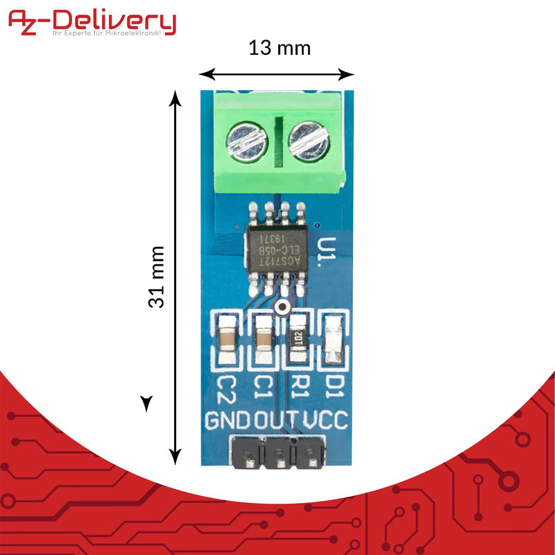 AZDelivery 3 x ACS712 20A Amp Current Sensor Range Module Current Sensor Compatible with Arduino