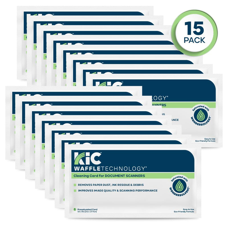 [AUSTRALIA] - KICTeam - Waffletechnology® Cleaning Cards for Desktop & Mobile Document Scanners (15 Cards) - Presaturated with WonderSolvent - Made in USA 15 