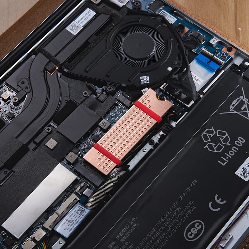 DolDer M.2 2280 SSD Copper Radiator Body 74 x 22 x 2 mm with Thermal Pad Screws Silicone Rings for Desktop PC (2 mm) 2mm