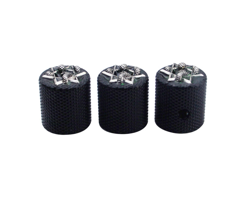 Guyker Guitar Bass Potentiometer Control Knobs with 6mm Dia. Shaft Pots - 3PCS Zinc alloy Speed Tone Volume Knob Replacement Part, (Ancient Silver Green Snake Top, black body) Ancient Silver Snake Top
