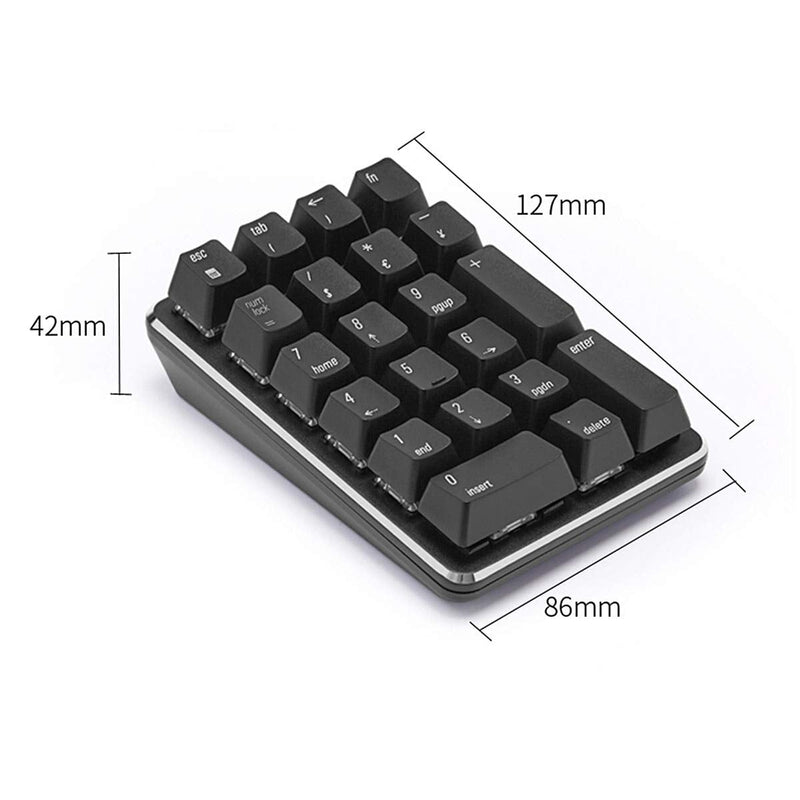 Mechanical Numeric Keypad GATERON Red Switch 2.4G Wireless Gaming Keypad 21 Keys Mini Numpad Portable Keypad Extended Layout Black Magicforce by Qisan