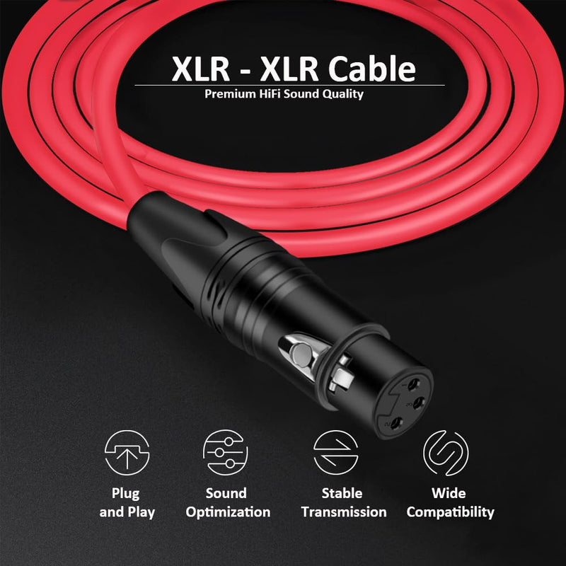 [AUSTRALIA] - DREMAKE XLR Instrument Microphone Audio Extension Cord 33FT Balanced 3 Pin Male to Female Mic Cable - Red 33FT/10M 