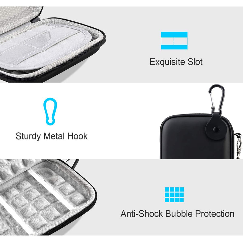 Lacdo Hard Drive Carrying Case for Seagate Portable Expansion Seagate One Touch Backup Plus Slim 1TB 2TB 3TB 4TB 5TB Portable External Hard Drive USB 3.0 2.5 Inch HDD EVA Shockproof Travel Bag, Black