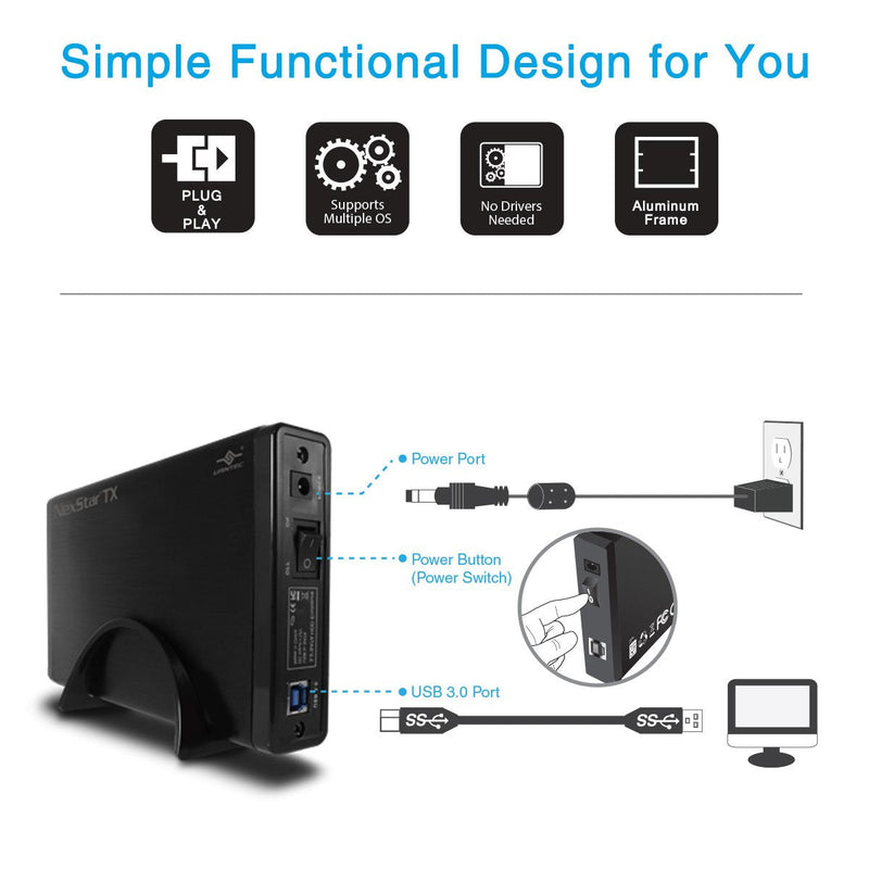 Vantec NexStar TX 3.5" USB 3.0 Hard Drive Enclosure (NST-328S3-BK ) NexStar TX - USB 3.0 (Updated version)