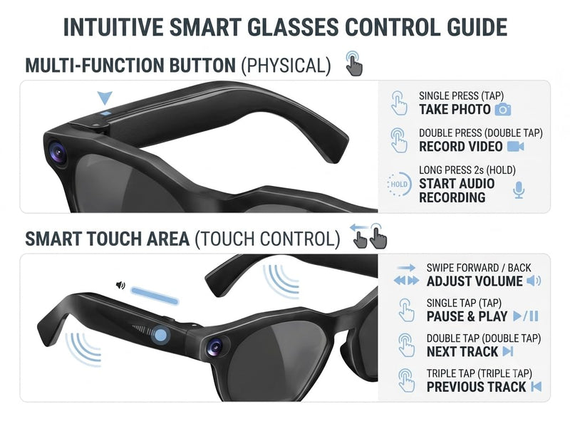 AI Smart Glasses with Camera,8MP Camera Glasses,1200P Video Record Glasses | Real Time Translation,AI Assistant,Object Recognition,Open-Ear Audio,Bluetooth,Replaceable Sunglasses Lenses for Men Women