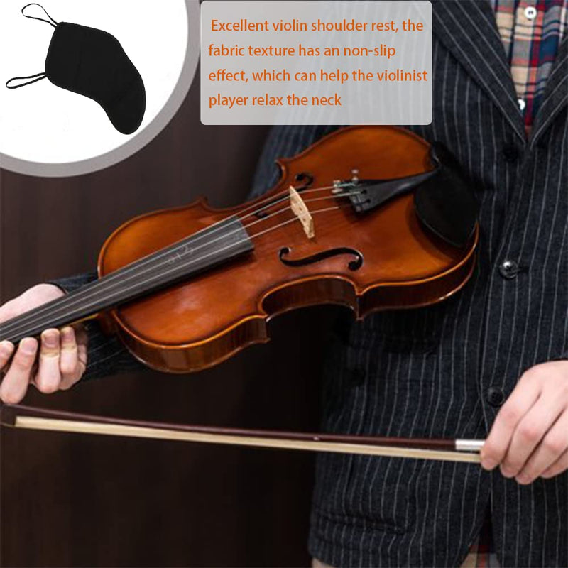 Violin Shoulder Rest for Violin 4/4-4/3, Soft Cotton Sponge Violin Chin Rest Pad, 4/3 4/4 Violin Accessories, Black Flannelette Violin Cover Protector