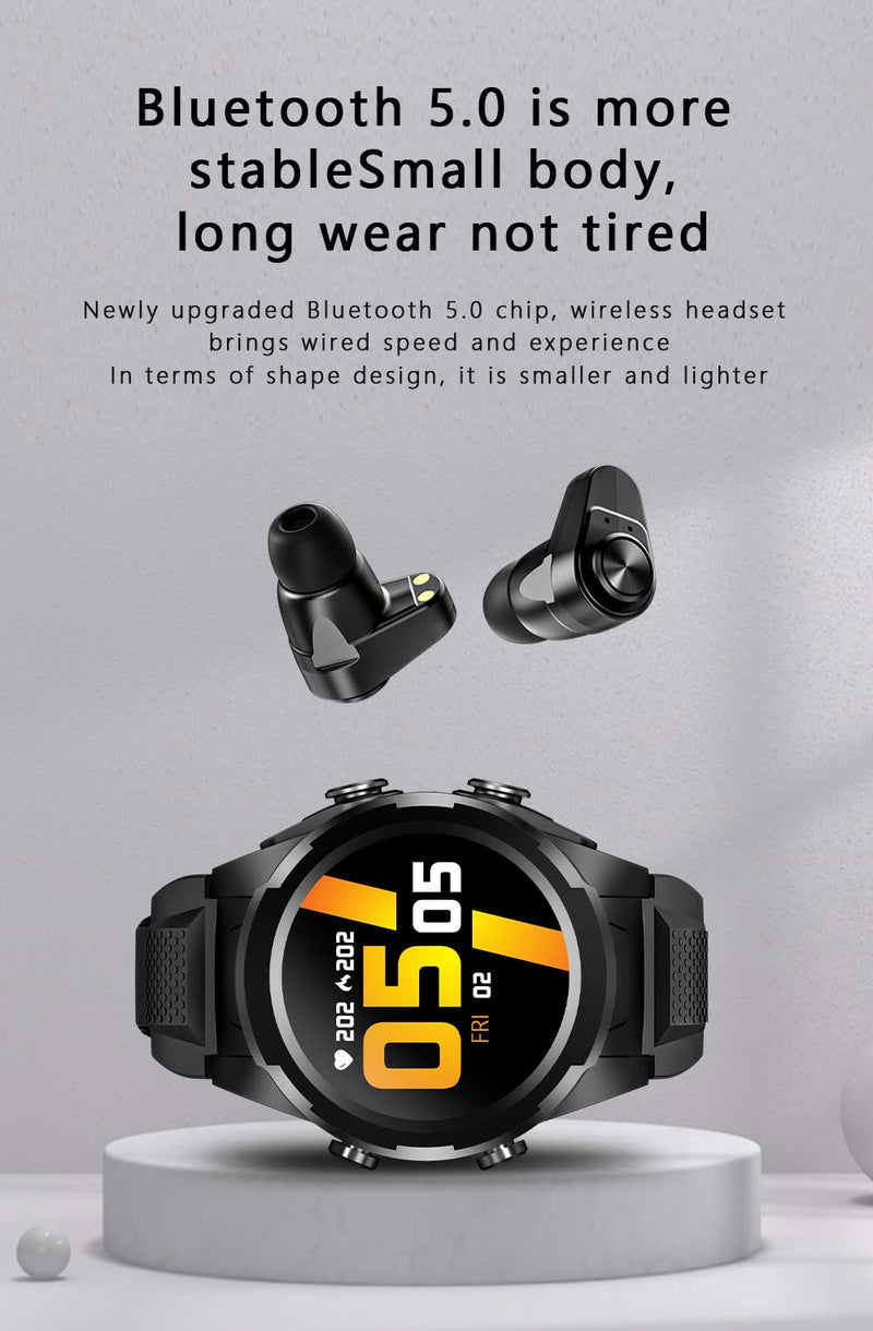Smart Watch with Earbuds, 2 in 1 Bluetooth Smart Watch for Android iPhone, Fitness Tracker with Heart Rate Sleep Monitor, Long Time Standby Sports Smartwatch