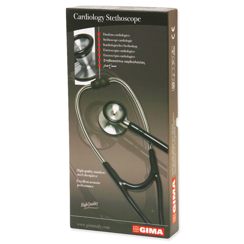 Gima - Classic Cardiology 32551 Stethoscope with Stainless Steel Head, Conical Bell for Low Frequency, Highly Sensitive Diaphragm to Amplify Sound, Lira Bordeaux