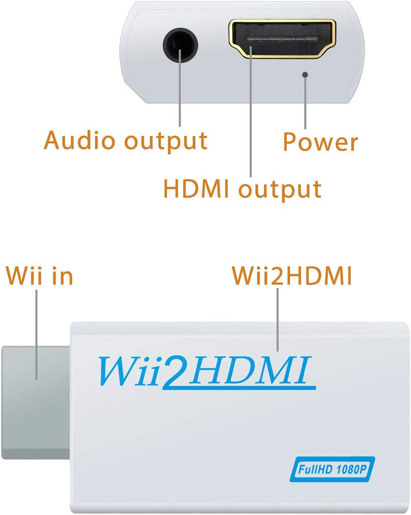 4 in 1 Wii Replacement Cables Set - AC Power Adapter, Wii to HDMI Converter, Wired Motion Sensor Bar and Composite AV Cable Sensor Bar + AV Cord + AC Adapter