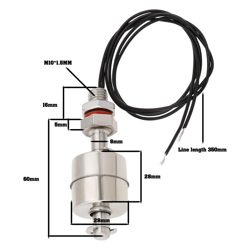[AUSTRALIA] - eMagTech 1 Piece Float Switch for Water Flow Stainless Steel 304 Liquid Sensor Suitable for Water Tank Household Water Tower Drainage Pool Industrial Water Tower (60 mm 110 V) 