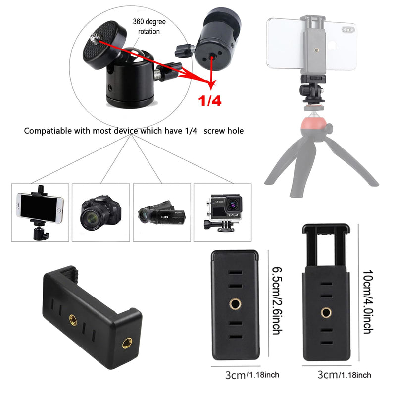 [AUSTRALIA] - 30Pack Camera Tripod Screw Mount Kit 1/4 to 3/8 Inch Adapter Threaded Converter 1/4" Swivel Ball Head and Hot Shoe E Clip for DSLR/Monopod/Flash Light/Quick Release Plate 