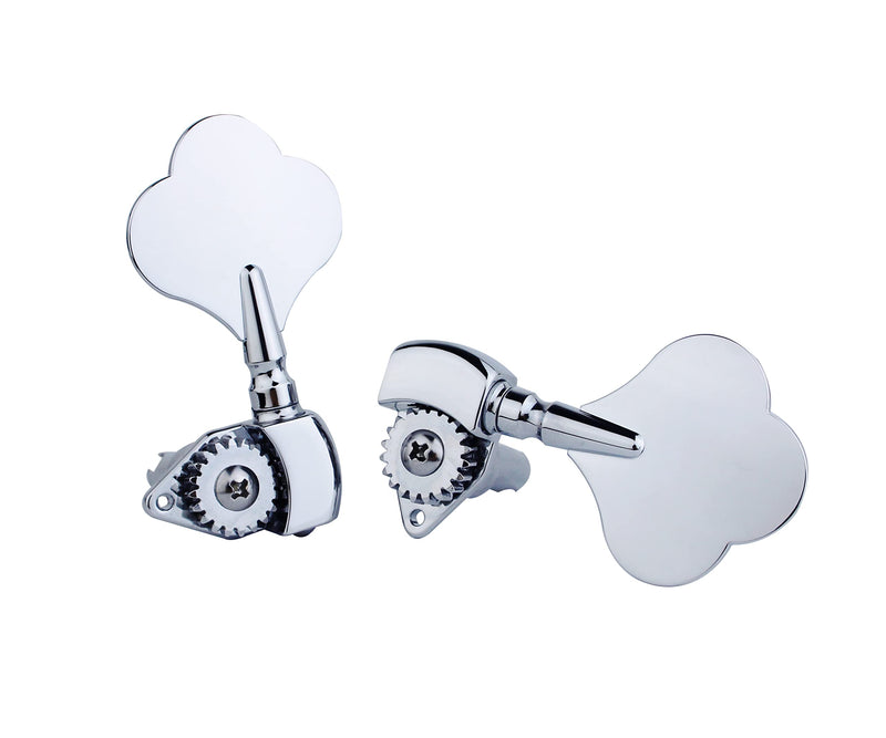 [AUSTRALIA] - Guyker Open Frame Electric Bass Machine Head (3R + 2L) - 1:20 Ratio Gear Tuners Tuning Key Pegs - chrome 3R + 2L 