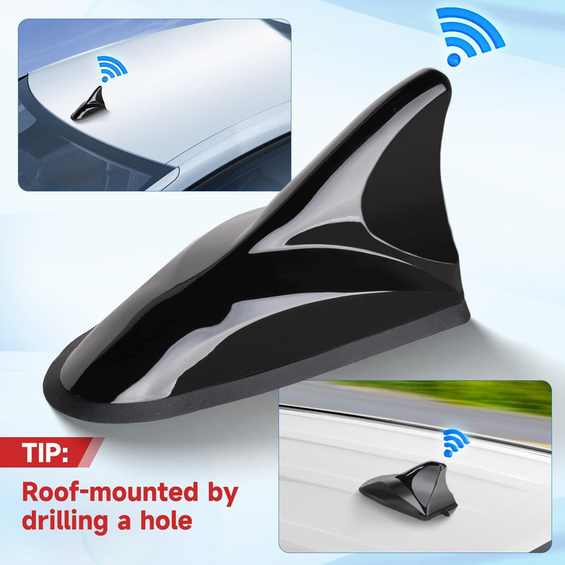 Eightwood Shark Fin Amplified AM FM Car Radio Antenna, SMA Male GPS Antenna | AM FM + GPS Combo Antenna for Car Truck SUV Stereo Receiver Head Uni, GPS Navigation System