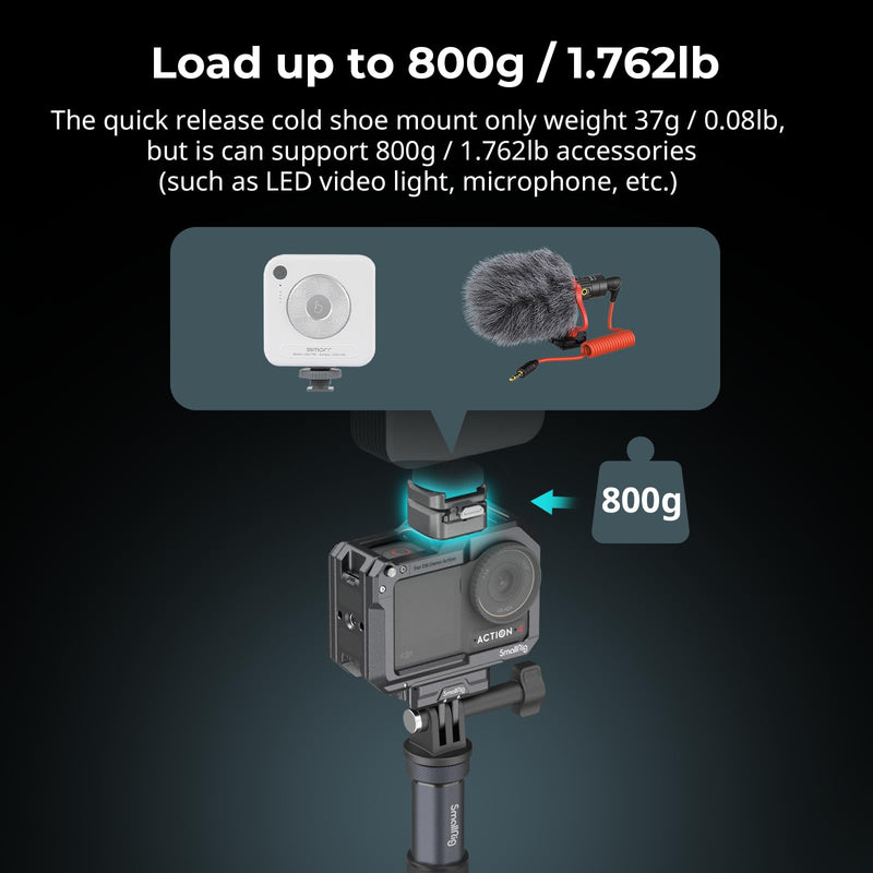 [AUSTRALIA] - SmallRig HawkLock H18 Quick Release Support with Cold Shoe, Dual-Direction QR-Slide Cold Shoe Mount with Anti--Drop Pin & Silicone Pad, Load up to 1.8lb for LED Video Light, Microphone - 4500 