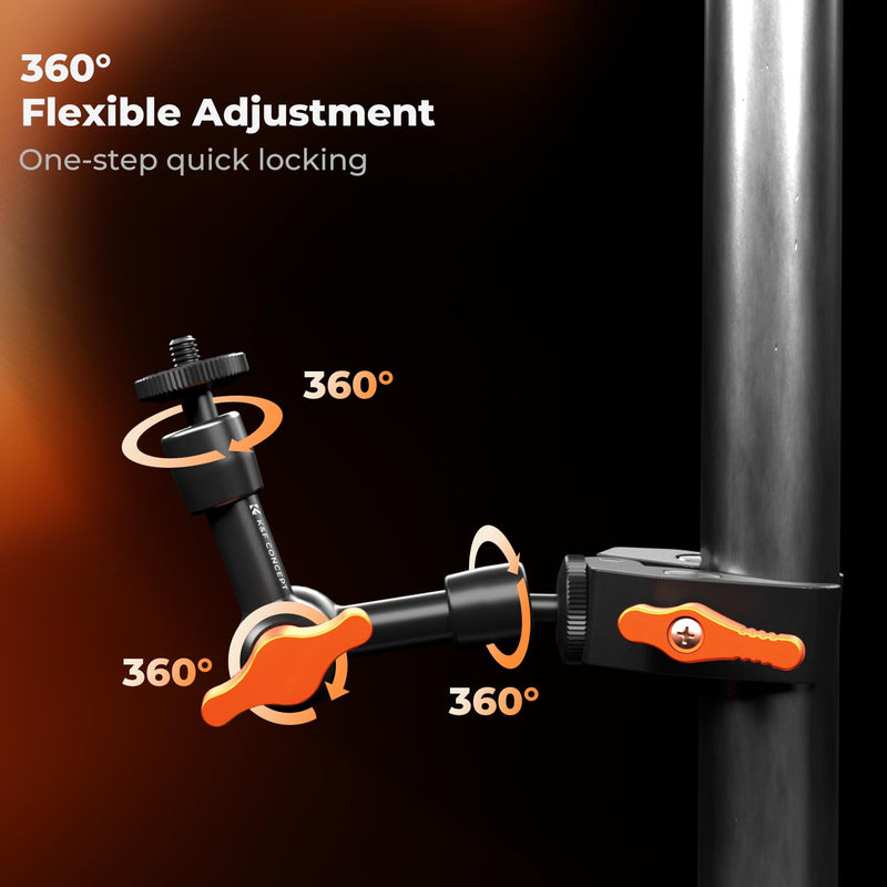 [AUSTRALIA] - K&F CONCEPT 6" Magic Arm Clamp with Super Clamp, 360°Ballhead Articulating Mini Arm for Monitor, LED Light, Webcam, Action Camera 6" with Clamp 