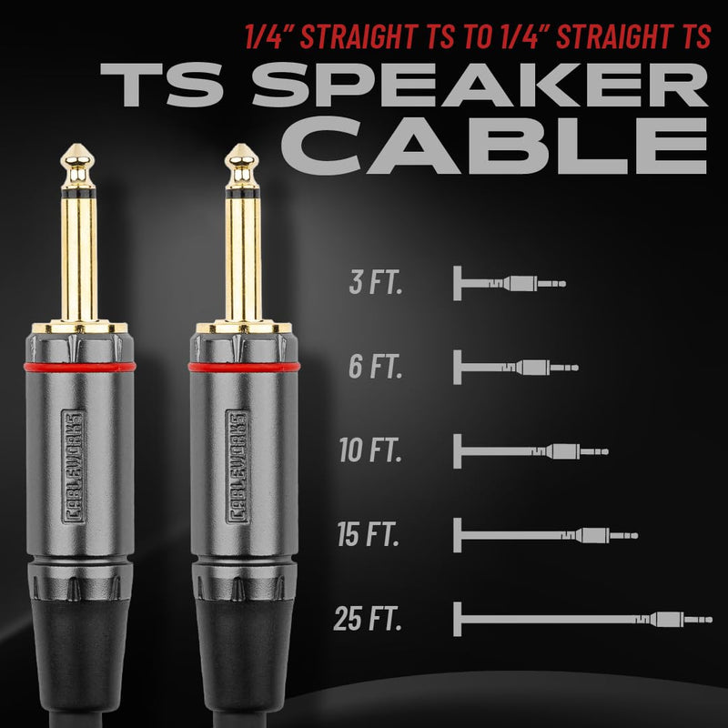 By Gator Cases Headliner Series Premium 15 Foot TS Speaker Cable, (GCWH-SPK-15) 15 Feet 1/4" TS