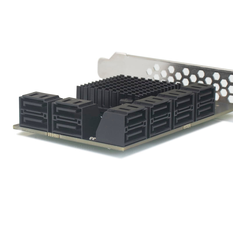 PCIe x1 to 12-Port SATA3.0 Expansion Card,6Gbps SATA Adapter for SSD/HDD, Plug and Play with 12 Status LEDs, Compatible with Windows/Linux/Ubuntu/ESXi/Synology NAS (with SATA Cables) 12 ports + ordinary SATA cable