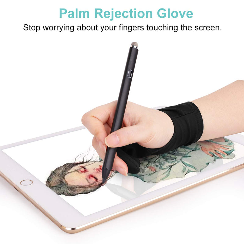 Mixoo Artists Gloves 2 Pack - Palm Rejection Gloves with Two Fingers for Paper Sketching, iPad, Graphics Drawing Tablet, Suitable for Left and Right Hand (Small) Small