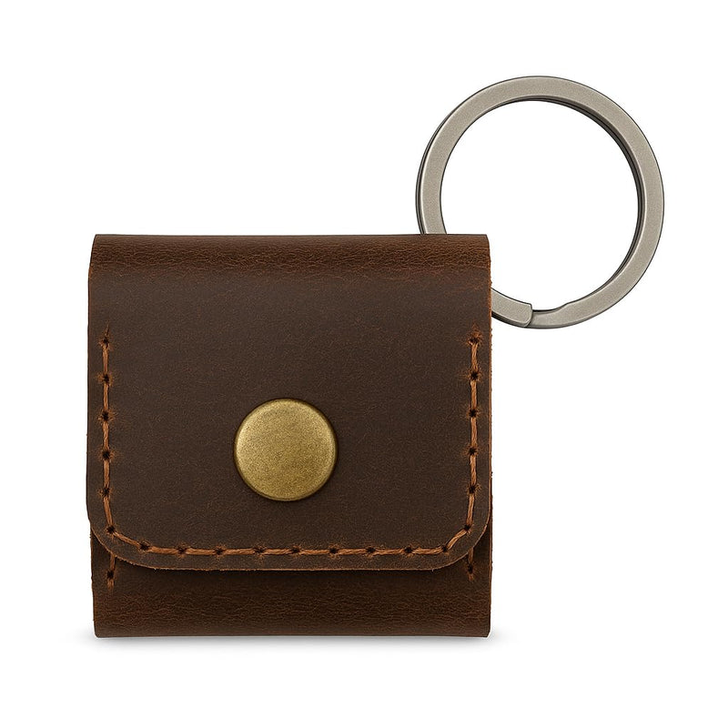 [AUSTRALIA] - Leather Guitar Pick Holder Case – Handmade Brown Guitar Pick Sleeve, Keychain Pick Bag, Gift for Guitarist, Pick Organizer Pouch (Brown) 