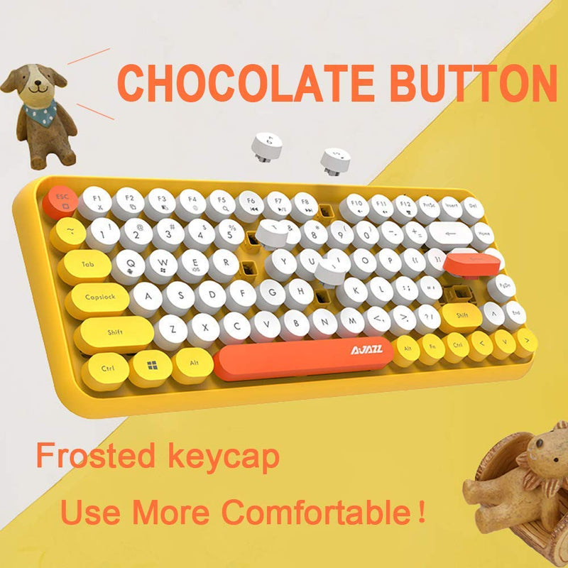 FELiCON Wireless Bluetooth Keyboard Mini Portable 84-Key Keyboard Compatible with Android, Windows, PC, Tablet-Dark, Perfer for Home and Office Keyboards Yellow