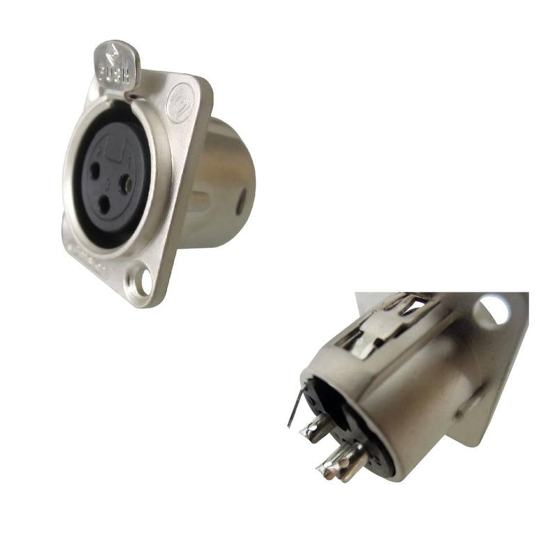 RIVIERA XLR Panel Mount Chassis 3pin Female with Fine Chrome-Plated Metal Housing and Silver-Coated Contacts (25 Pack Silver Female) 25 Pack Female Silver