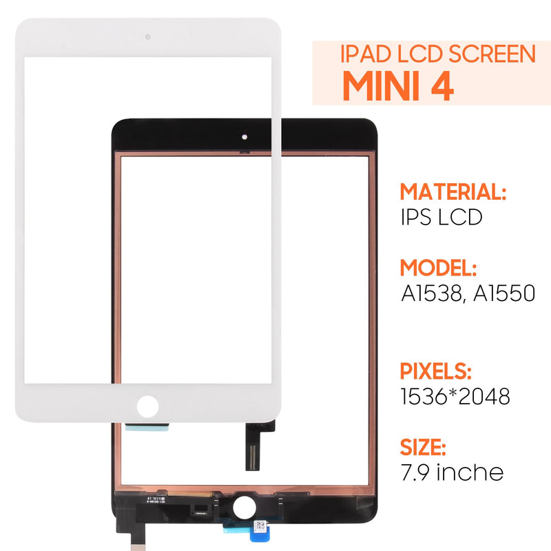 Touch Screen Replacement for iPad mini 4 A1538, A1550 7.9",for iPad mini 2014 Touch Screen Panel Digitizer Screen Replacement Repair Kits (White) White