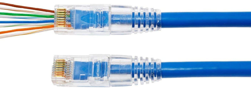 ITBEBE 300 Pieces - Gold Plated RJ45 Cat5, Cat5e Pass Through Connectors - 3 Prong 3u Pass Through 8P8C UTP Jack Ends Quantity 300