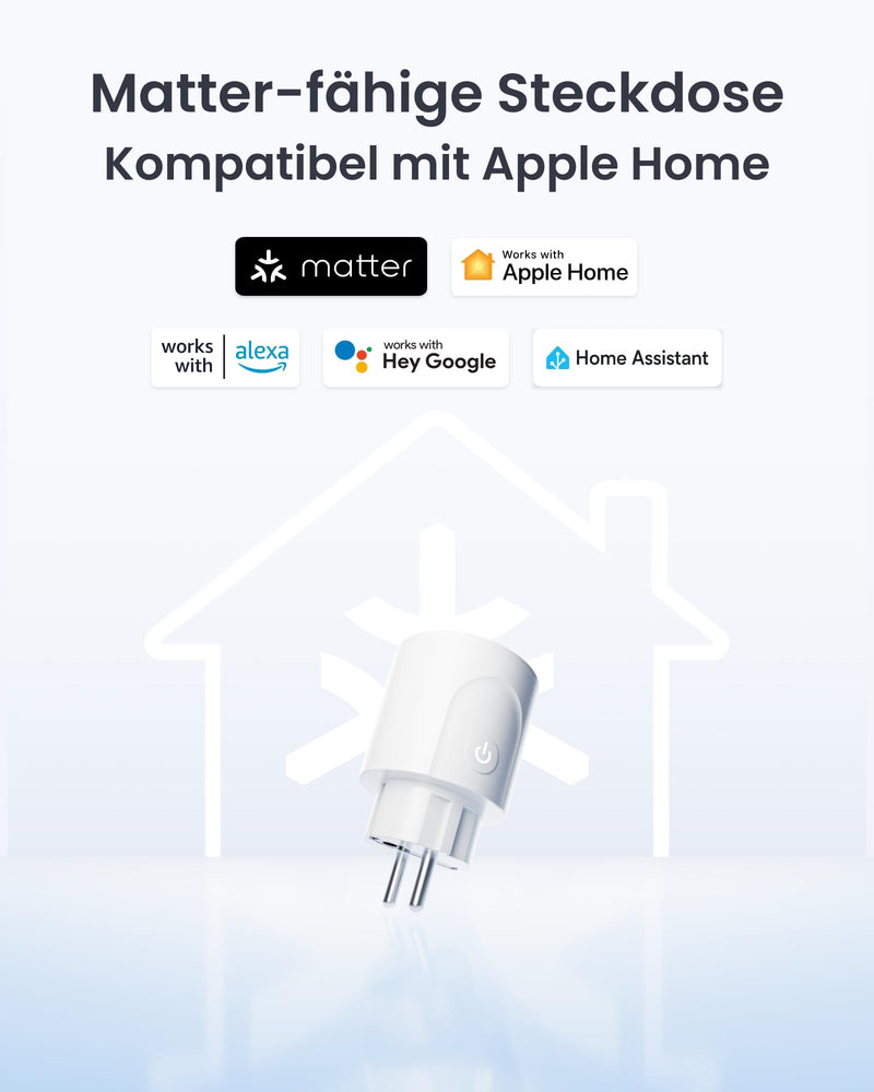 SwitchBot Plug Mini Matter Enabled with Power Monitoring, WiFi & Bluetooth Control, Compatible with Alexa, Google Home, Apple Home and Home Assistant, Voice Control & App Access, 16A Type-F 1 Pack