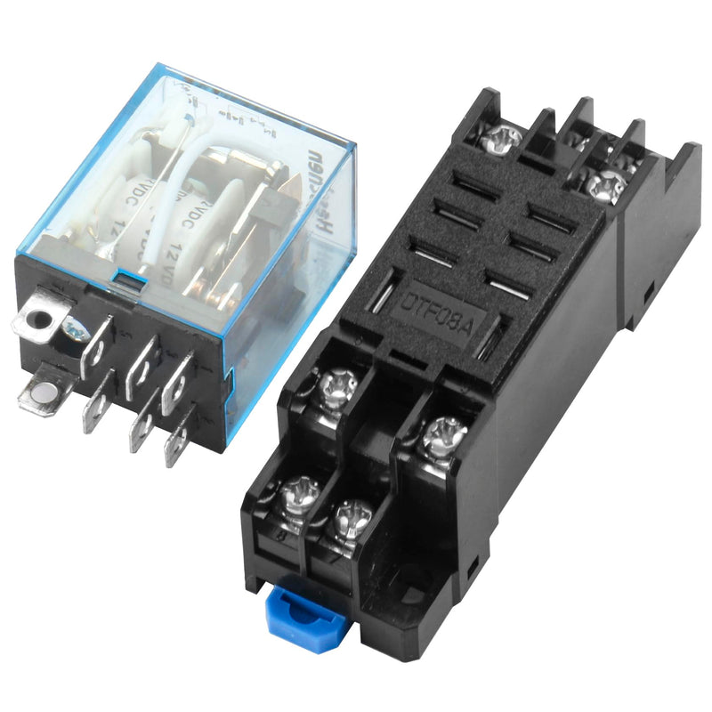 General Purpose Relay Module, Relay Switch, LY2NJ, 12VDC Coil, 10A 24VDC/220VAC, DPDT, LED Indicator, with Socket Base