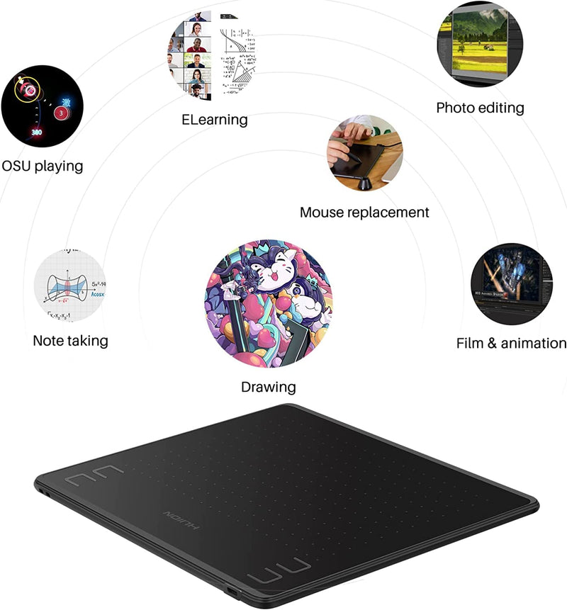 HUION Inspiroy HS64 Graphics Drawing Tablet and PW100 Battery-Free Stylus