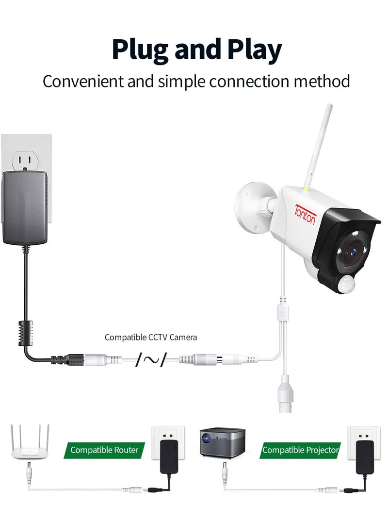 Tonton 6.6FT 2M DC Power Extension Cable 5.5 mm x 2.1 mm 5521 Male to Female 12V DC Adapter Cord Compatible with CCTV Security IP Camera, Survelliance DVR NVR System, LED Strip, Monitors (White) 6.6FT/2M White
