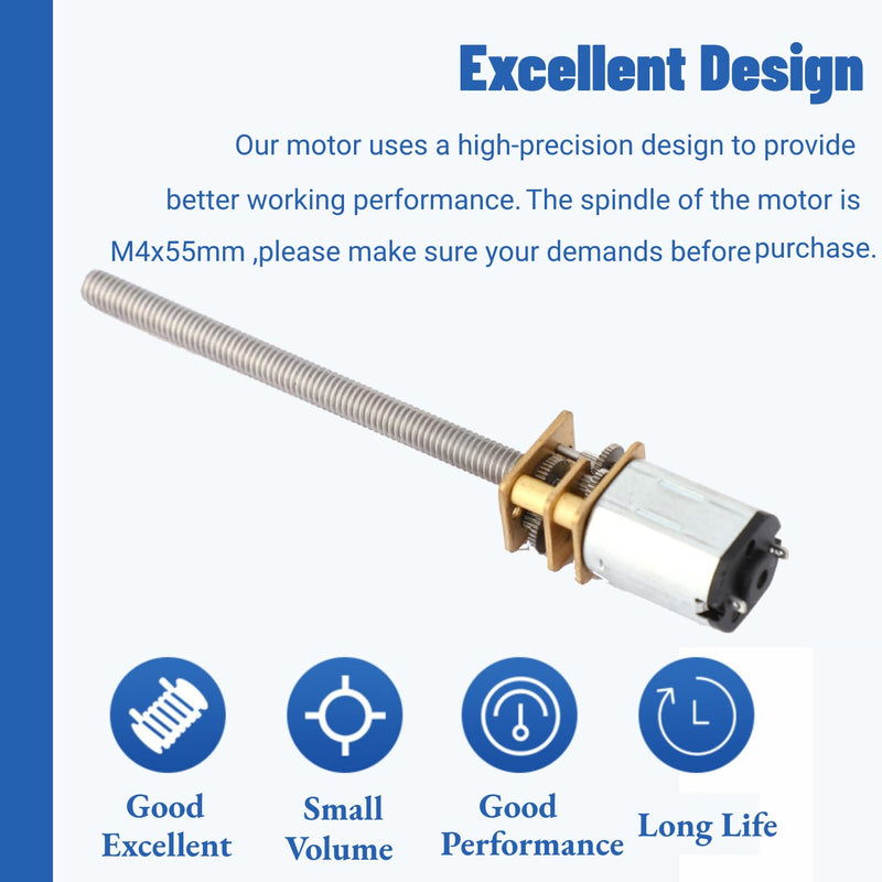 DC 12V Gear Motor, Ball Screw Motor, N20 Gear Motor, Lead Screw Speed Reduction Electric Motor M4 x 55 mm, 12 V, Ball Screw Accessories (150 rpm)