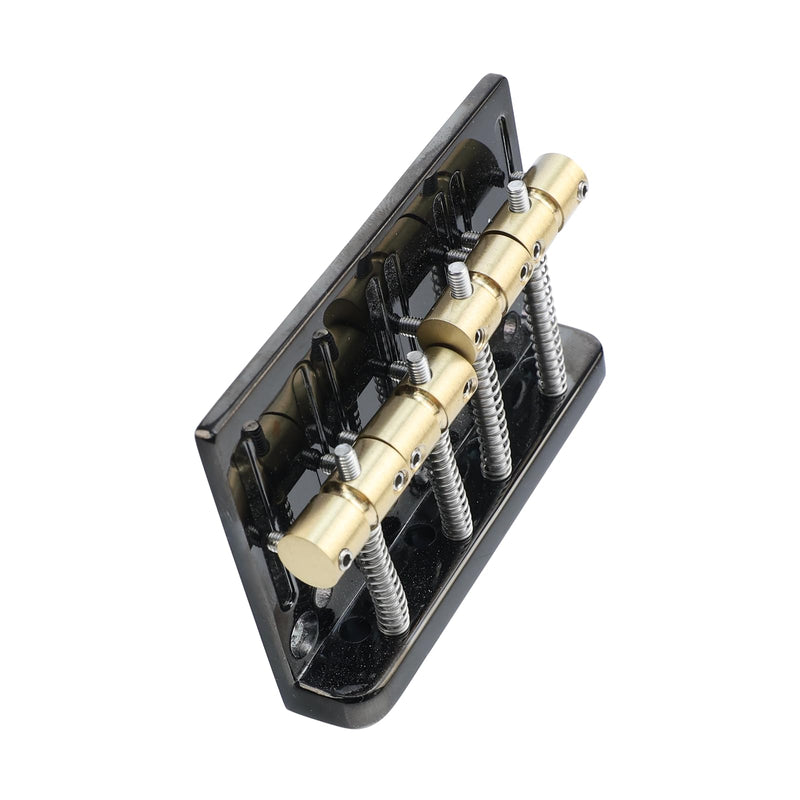 [AUSTRALIA] - Black Electric Bass Guitar Bridge with Brass Saddles Zinc Alloy Plate 4 String Fixed Bridge Compatible with Fender Jazz Precision Bass Bridge Replacement Parts Black 