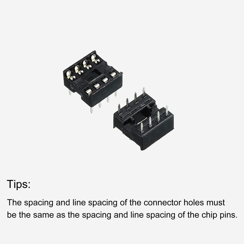sourcing map DIP IC Chip Socket Adapter Flat Pin 8P 2.54 mm Pitch IC Socket for PCB Board Chip, Pack of 50