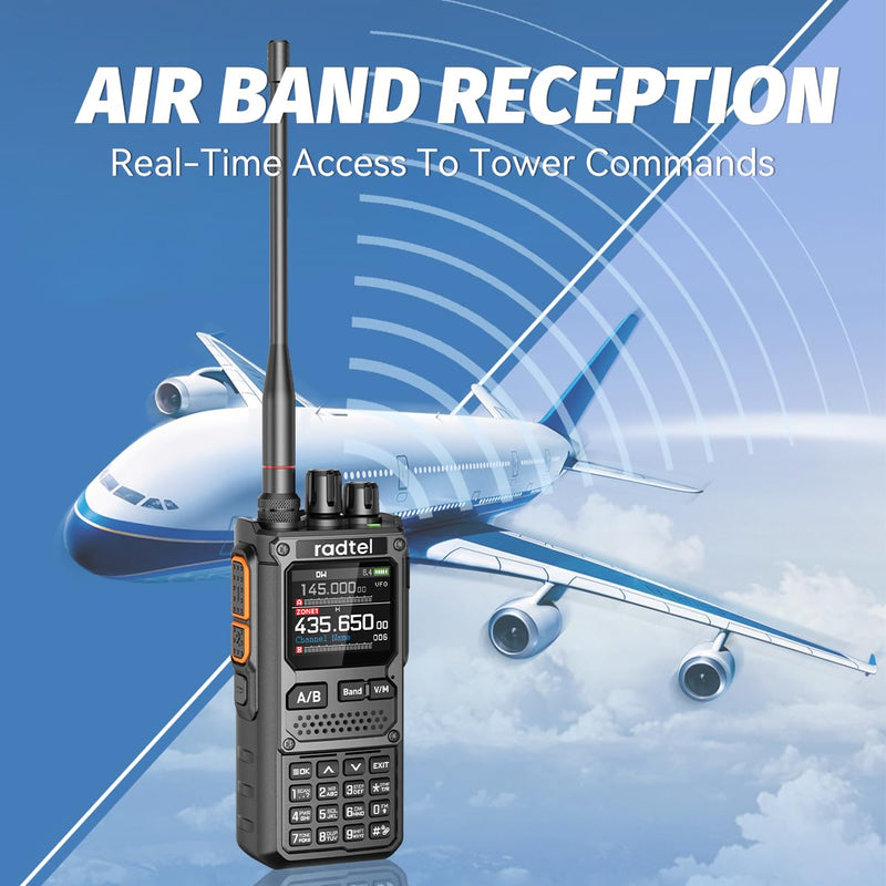 Radtel RT-920 Walkie Talkie Long Range 8W Two-Way Radio, SW MW LW CB 27MHz Receiver GMRS Radio Bluetooth Programmable, AM FM SSB, Noise Reduction, NOAA Weather Alert (with Programming Cable)