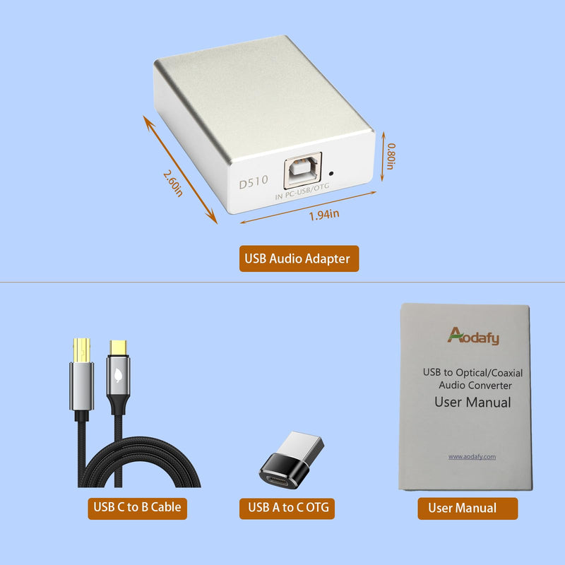 [AUSTRALIA] - USB to Optical SPDIF Coax Audio Adapter, WAV FLAC APE MP3 Decoding USB to Toslink Coaxial Digital Converter for Computer Laptop PC Mac Smartphone, PS5, Game Console, NOT for TV USB to Optical/Coax Audio Converter 