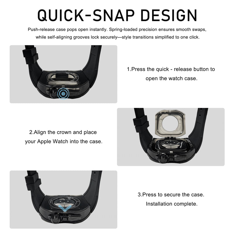 Premium Translucent Case with Band for Apple Watch Series 10/11 46mm, Hard Crystal Clear Military-Grade Protective Bumper Cover and Tactical-Style Strap for iWatch 46mm Black/Black
