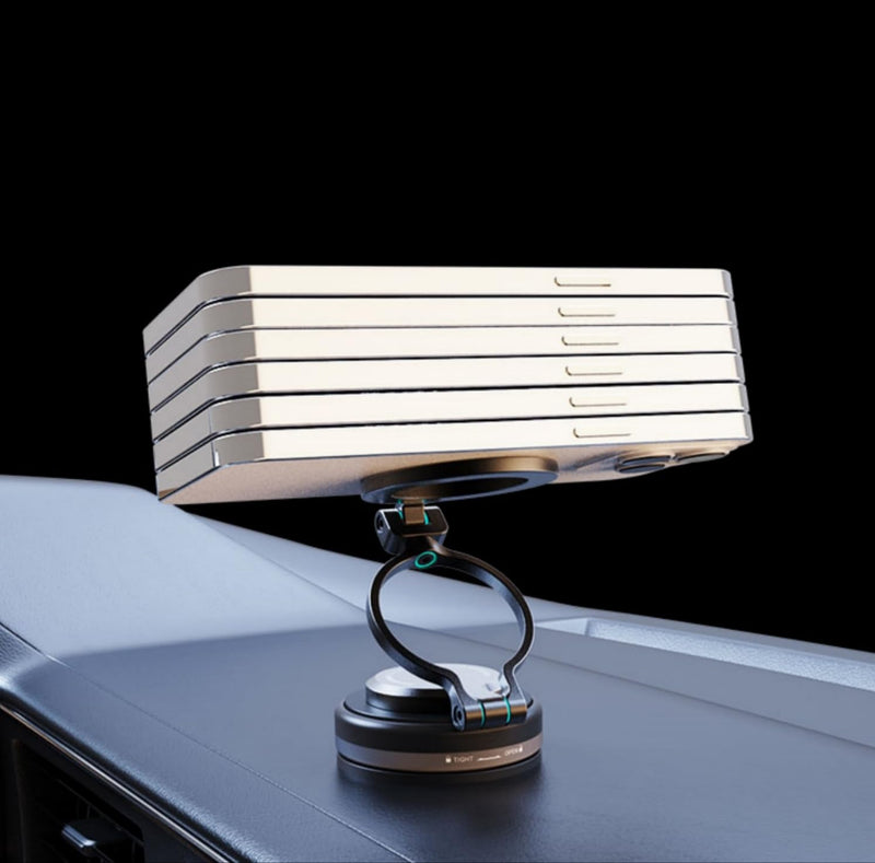 RamboN Foldable Magnetic Car Phone Holder | Vacuum Suction Cup, Rotatable and Liftable, Heat Resistant Metal Alloy