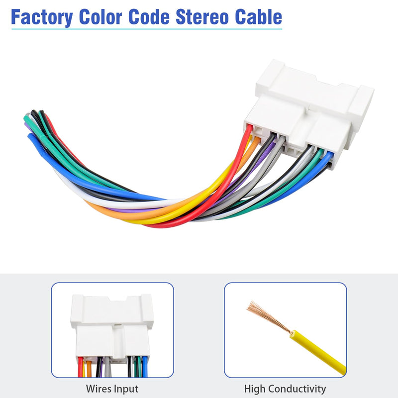 Radio Wiring Harness Connector Compatible with Hyundai Elantra Sonata Accent Tucson Kia 02-06, 16Pin Car Stereo Wire Harness Adapter Cable Plug