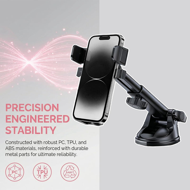 Mandark Car Phone Holder, 360 Degree Rotation Suction Cup Dashboard Vent Mobile Phone Mount Cradle, Auto Interior Dash Windshield Cellphone Stand, Suitable for Most Smartphones (Black) Black