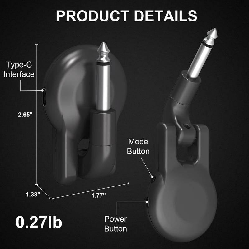 Wireless Guitar System, Wireless Guitar Transmitter Receiver Rechargeable Audio Wireless Transmitter Receiver with 11 Hours Usage Time for Electric Musical Instruments Guitar Bass