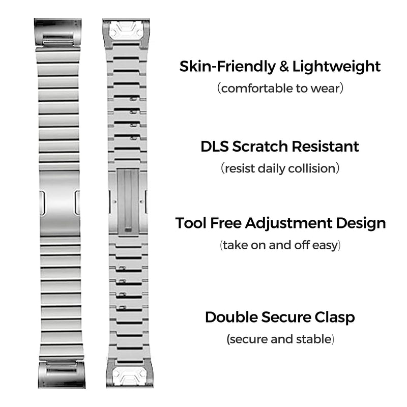 No Tool Needed Titanium Magnetic Band for Fenix 8/7X/6X/5X Plus, 26mm Titanium Metal Quick Release Strap for Garmin Fenix 7X Pro/6X Pro/5X Plus/Enduro 3/tactix 7 black