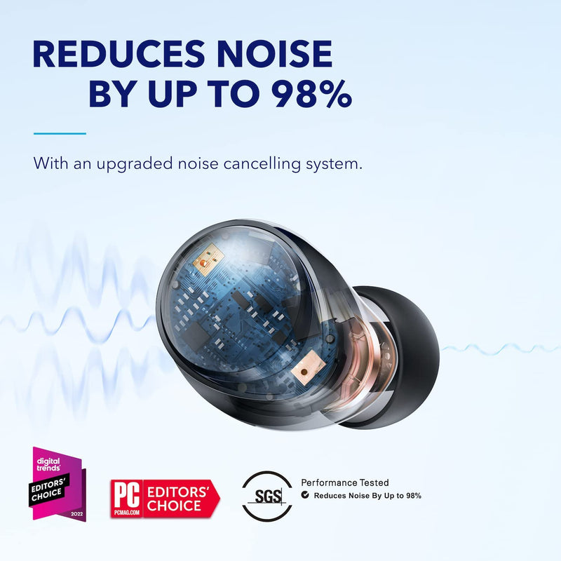 Soundcore by Anker Space A40 Adaptive Active Noise Cancelling Earbuds | Reduce Noise by Up to 98%, Ultra Long 50H Playtime, 10H Single Playtime, Hi-Res Sound, Comfortable Fit, Wireless Charge Black