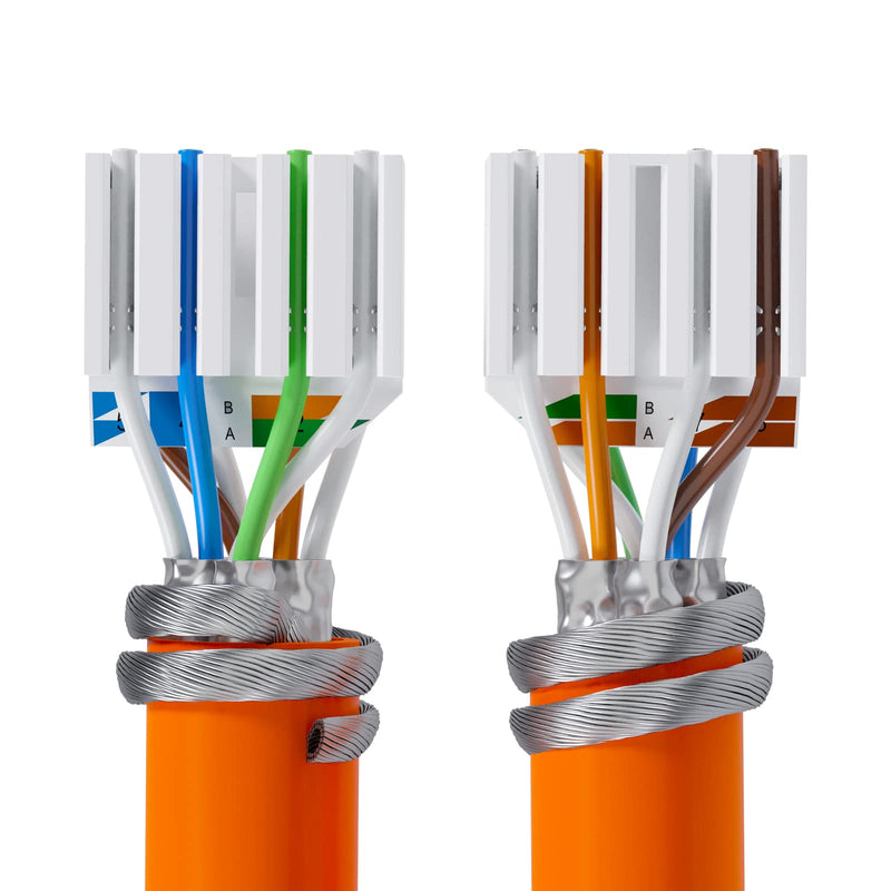 HB-DIGITAL 4x CAT 7 RJ45 Connector Network Connector for Rigid LAN Cable Installation Cable Ethernet - Tool-Free LSA - 10 Gbit/s AWG 22-24 Fully Shielded STP 50μ Gold-Plated Contacts 4 pcs. CAT. 7 US