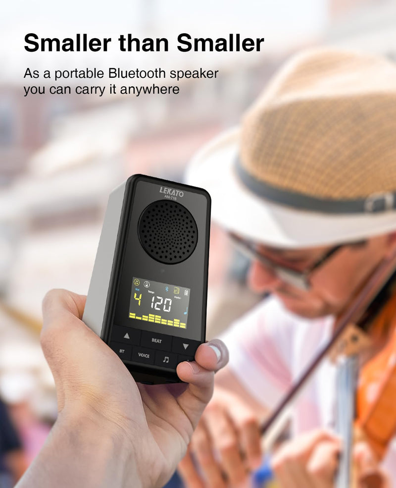 [AUSTRALIA] - LEKATO Bluetooth Speaker Metronome for Guitar Piano Drum, Rechargeable 2-in-1 Electronic Digital Metronome with Vocal Counts, Portable Wireless Speaker Beats Mixer, Black 2-in-1 Bluetooth Speaker Metronome-Black 