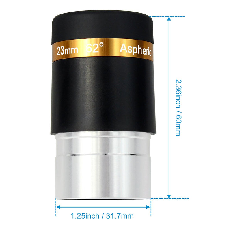 SVBONY Telescope Lens 23mm Telescopes Eyepieces Wide Angle 62 Degree Aspheric Eyepiece Fully Coated Lens for 1.25 inches Astronomic Telescopes