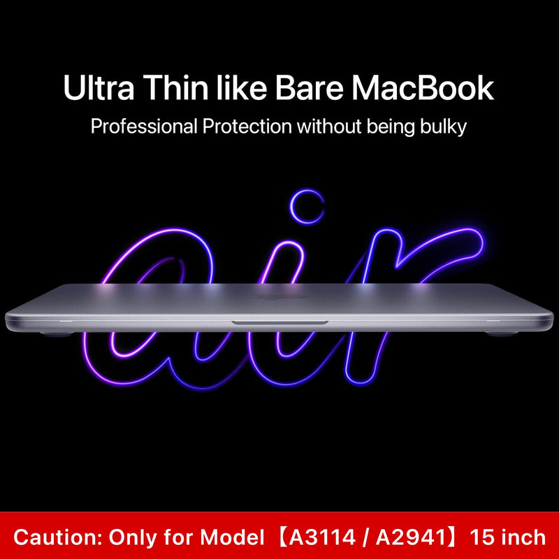 Invisible Armor for MacBook Air 15 inch Case 2023 2024 New M3 M2 [Same as Bare Device] [Scientific Slim] Protective Hard Shell Translucent Cover for Laptop Model A3114 A2941 - Matte Clear